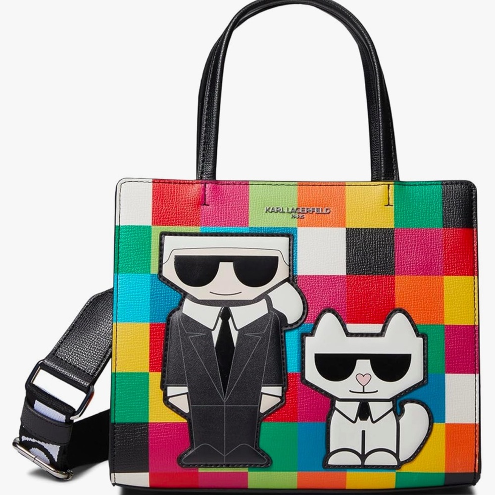 NWT Original Karl Lagerfeld Paris Maybelle Satchel Crossbody Rainbow Patches